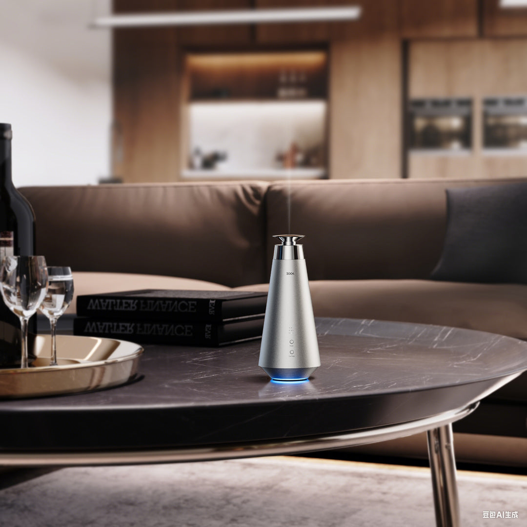 NASS Ascent scent diffuser on a lounge table