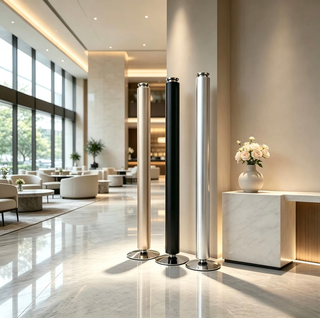 NASS Axis Tower scent diffusers in a hotel lobby